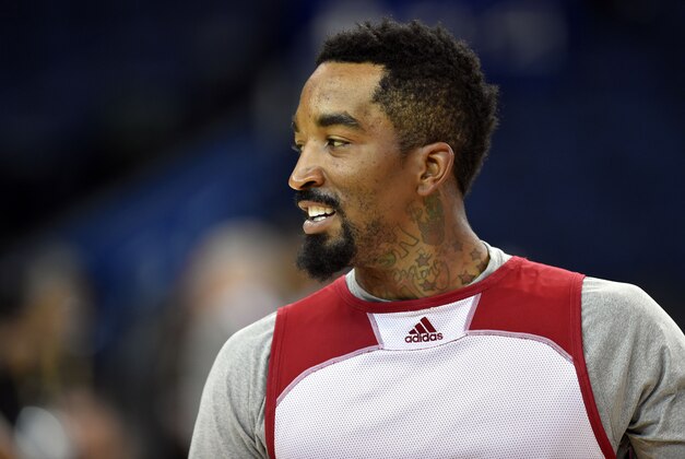 Jun 3, 2015; Oakland, CA, USA; Cleveland Cavaliers guard J.R. Smith (5) during practice prior to the NBA Finals at Oracle Arena. Mandatory Credit: Bob Donnan-USA TODAY Sports