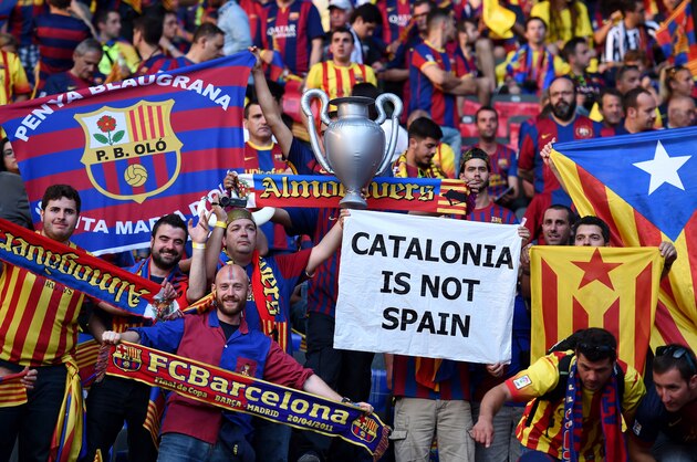 BERLIN, GERMANY - JUNE 06: Barcelona fans show support for their team prior to the UEFA Champions League Final between Juventus and FC Barcelona at Olympiastadion on June 6, 2015 in Berlin, Germany. (Photo by Matthias Hangst/Getty Images) BERLIN, GERMANY - JUNE 06: Barcelona fans show support for their team prior to the UEFA Champions League Final between Juventus and FC Barcelona at Olympiastadion on June 6, 2015 in Berlin, Germany. (Photo by Matthias Hangst/Getty Images)