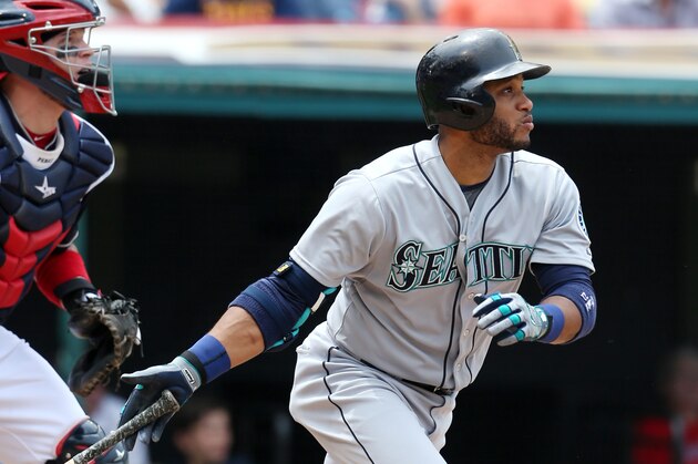 Seattle Mariners' Robinson Cano against the Cleveland Indians during the fourth inning of a baseball game, Thursday, June 11, 2015, in Cleveland. (AP Photo/Ron Schwane)