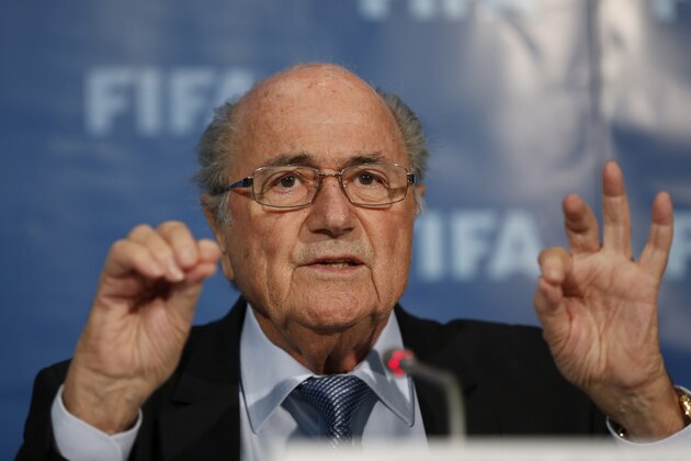 MARRAKECH, MOROCCO - DECEMBER 19: The FIFA President Joseph S Blatter talks to the media during a FIFA press conference at the Sofitel Marrekch on December 19, 2014 in Marrakech, Morocco.  (Photo by Steve Bardens/Getty Images)