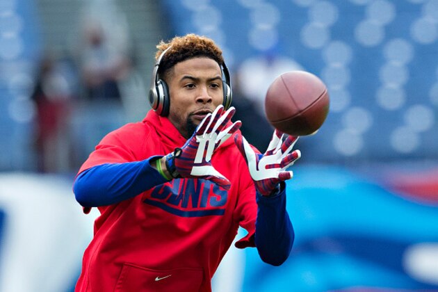 NASHVILLE, TN - DECEMBER 7:  Odell Beckham Jr. #13 of the New York Giants warming up before a game against the Tennessee Titans at LP Field on December 7, 2014 in Nashville, Tennessee.  (Photo by Wesley Hitt/Getty Images)