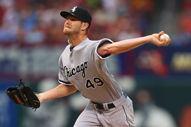 ST. LOUIS, MO - JUNE 30: Starter Chris Sale #49 of the Chicago White Sox pitches against the St. Louis Cardinals in the first inning during interleague play at Busch Stadium on June 30, 2015 in St. Louis, Missouri.  (Photo by Dilip Vishwanat/Getty Images)