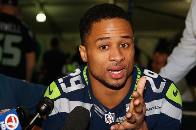 CHANDLER, AZ - JANUARY 29:  Free safety Earl Thomas #29 of the Seattle Seahawks speaks during a Super Bowl XLIX media availability at the Arizona Grand Hotel on January 29, 2015 in Chandler, Arizona.  (Photo by Christian Petersen/Getty Images)