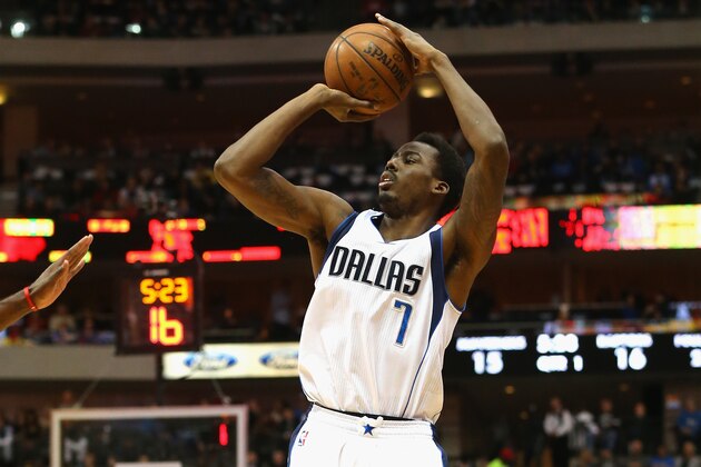 DALLAS, TX - FEBRUARY 24:  Al-Farouq Aminu #7 of the Dallas Mavericks at American Airlines Center on February 24, 2015 in Dallas, Texas.  NOTE TO USER: User expressly acknowledges and agrees that, by downloading and or using this photograph, User is consenting to the terms and conditions of the Getty Images License Agreement.  (Photo by Ronald Martinez/Getty Images)