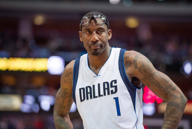 Apr 8, 2015; Dallas, TX, USA; Dallas Mavericks center Amar'e Stoudemire (1) during the game against the Phoenix Suns at the American Airlines Center. The Mavericks defeated the Suns 107-104. Mandatory Credit: Jerome Miron-USA TODAY Sports