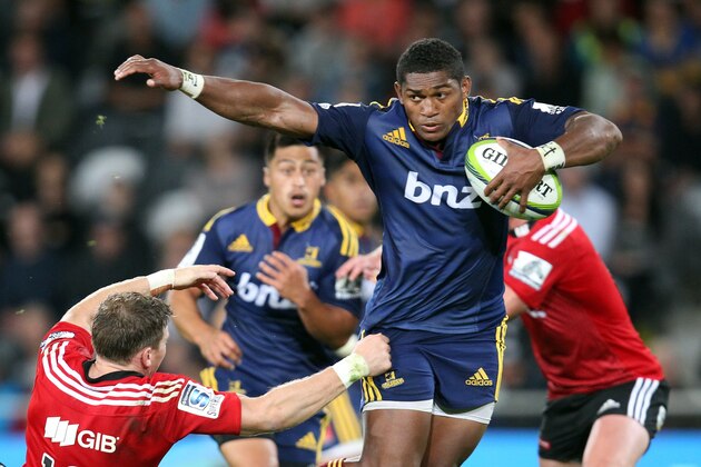 DUNEDIN, NEW ZEALAND - FEBRUARY 21: Waisake Naholo of the Highlanders on the attack during the round two Super Rugby match between the Highlanders and the Crusaders at Forsyth Barr Stadium on February 21, 2015 in Dunedin, New Zealand.  (Photo by Rob Jefferies/Getty Images)
