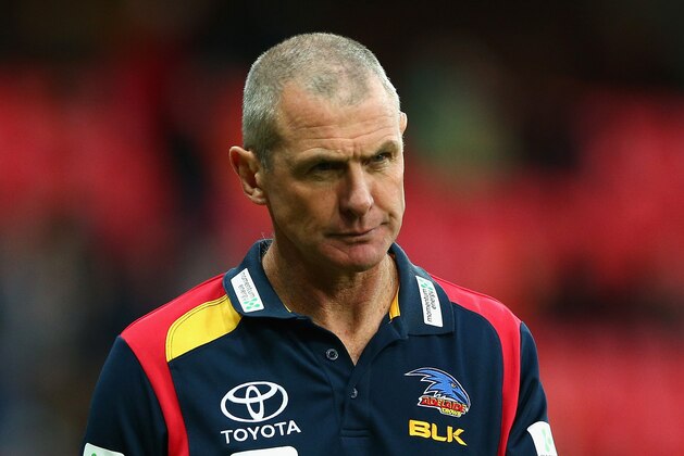 SYDNEY, AUSTRALIA - MAY 23:  Crows coach Phil Walsh looks dejected after losing the round eight AFL match between the Greater Western Sydney Giants and the Adelaide Crows at Spotless Stadium on May 23, 2015 in Sydney, Australia.  (Photo by Cameron Spencer/Getty Images)