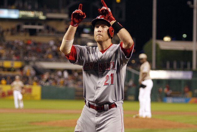 PITTSBURGH, PA - JUNE 25:  Todd Frazier #21 of the Cincinnati Reds celebrates after hitting a two run home run in the seventh inning during the game against the Pittsburgh Pirates at PNC Park on June 25, 2015 in Pittsburgh, Pennsylvania.  (Photo by Justin K. Aller/Getty Images)