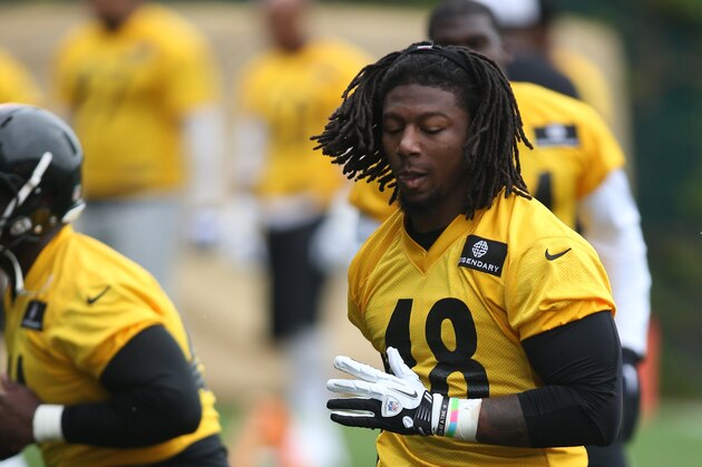 May 26, 2015; Pittsburgh, PA, USA; Pittsburgh Steelers linebacker Bud Dupree (48) participates in OTA drills at the UPMC Sports Performance Complex. Mandatory Credit: Charles LeClaire-USA TODAY Sports