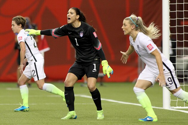 MONTREAL, QC - JUNE 30: Hope Solo #1 of the United States calls out from the goal in the second half while taking on Germany in the FIFA Women's World Cup 2015 Semi-Final Match at Olympic Stadium on June 30, 2015 in Montreal, Canada. (Photo by Francois Laplante/FreestylePhoto/Getty Images) MONTREAL, QC - JUNE 30: Hope Solo #1 of the United States calls out from the goal in the second half while taking on Germany in the FIFA Women's World Cup 2015 Semi-Final Match at Olympic Stadium on June 30, 2015 in Montreal, Canada. (Photo by Francois Laplante/FreestylePhoto/Getty Images)