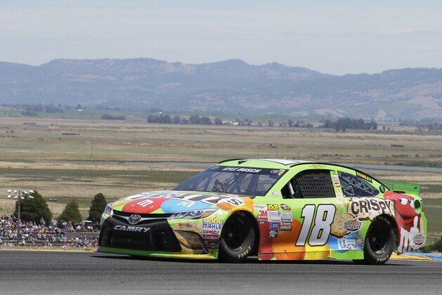 Kyle Busch races during the NASCAR Sprint Cup Series auto race Sunday, June 28, 2015, in Sonoma, Calif. (AP Photo/Eric Risberg) Kyle Busch races during the NASCAR Sprint Cup Series auto race Sunday, June 28, 2015, in Sonoma, Calif. (AP Photo/Eric Risberg)
