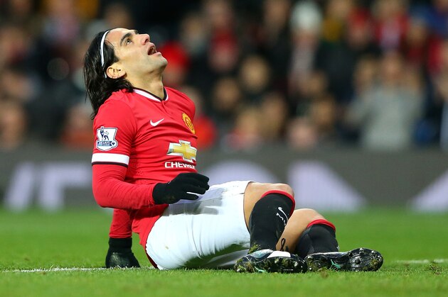 MANCHESTER, ENGLAND - DECEMBER 26:  Radamel Falcao of Manchester United reacts to a missed chance during the Barclays Premier League match between Manchester United and Newcastle United at Old Trafford on December 26, 2014 in Manchester, England.  (Photo by Alex Livesey/Getty Images)