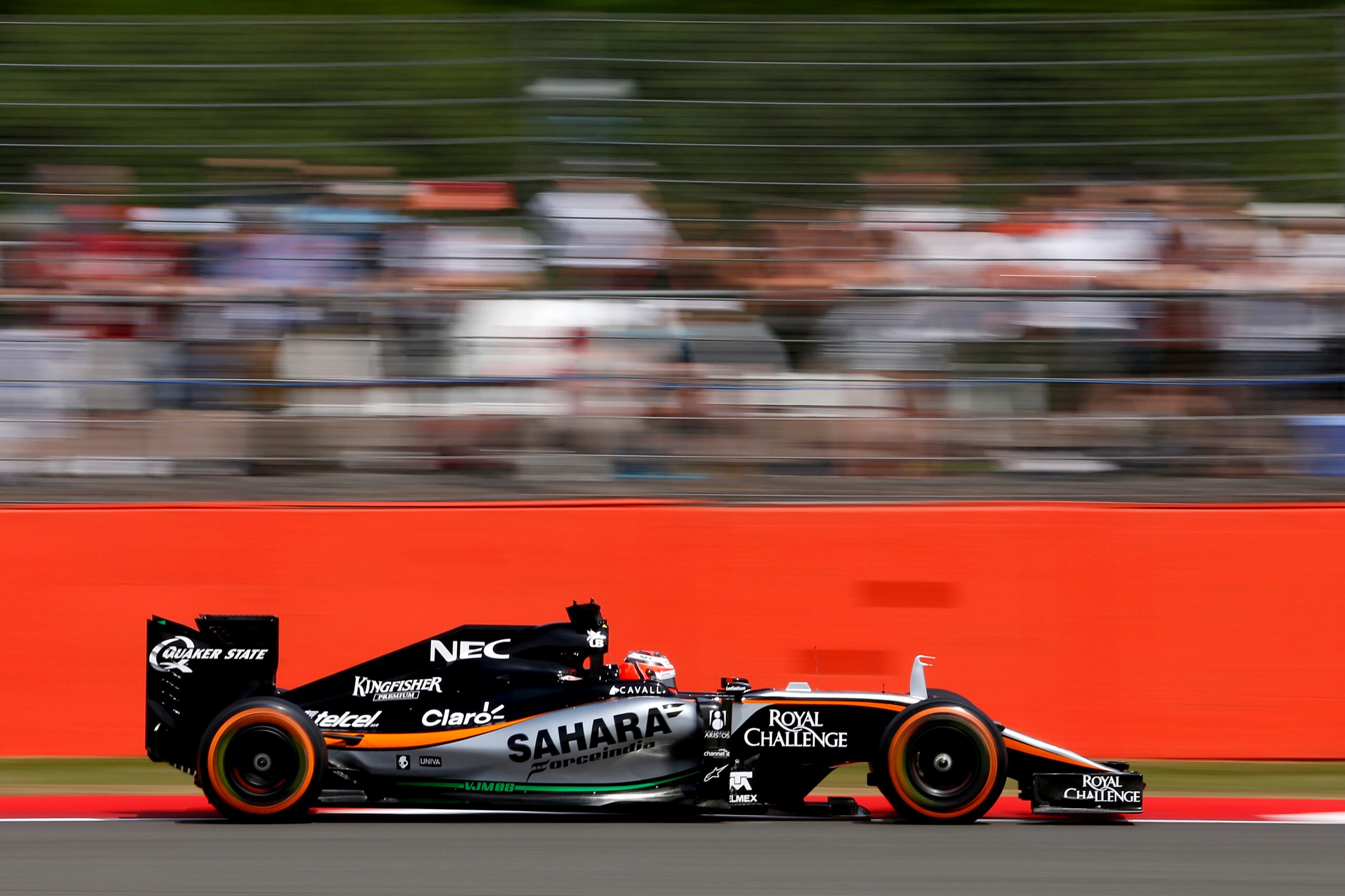 NORTHAMPTON, ENGLAND - JULY 03: Nico Hulkenberg of Germany and Force India drives during practice for the Formula One Grand Prix of Great Britain at Silverstone Circuit on July 3, 2015 in Northampton, England. (Photo by Charles Coates/Getty Images) NORTHAMPTON, ENGLAND - JULY 03: Nico Hulkenberg of Germany and Force India drives during practice for the Formula One Grand Prix of Great Britain at Silverstone Circuit on July 3, 2015 in Northampton, England. (Photo by Charles Coates/Getty Images)