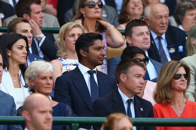 LONDON, ENGLAND - JULY 04:  Kumar Sangakkara on Centre Court during day six of the Wimbledon Lawn Tennis Championships at the All England Lawn Tennis and Croquet Club on July 4, 2015 in London, England.  (Photo by Clive Brunskill/Getty Images)