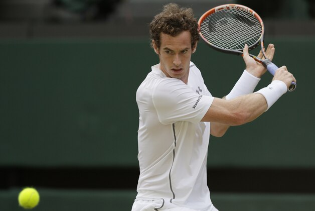 Andy Murray of Britain returns to Andreas Seppi of Italy during their singles match at the All England Lawn Tennis Championships in Wimbledon, London, Saturday July 4, 2015. (AP Photo/Tim Ireland) Andy Murray of Britain returns to Andreas Seppi of Italy during their singles match at the All England Lawn Tennis Championships in Wimbledon, London, Saturday July 4, 2015. (AP Photo/Tim Ireland)