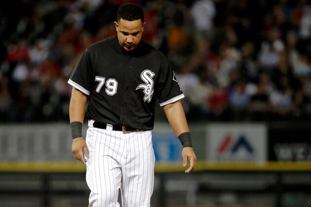 CHICAGO, IL - JUNE 18: Jose Abreu #79 of the Chicago White Sox reacts after flying out against the Pittsburgh Pirates during the seventh inning at U.S. Cellular Field on June 18, 2015 in Chicago, Illinois. The Pittsburgh Pirates won 3-2.  (Photo by Jon Durr/Getty Images)