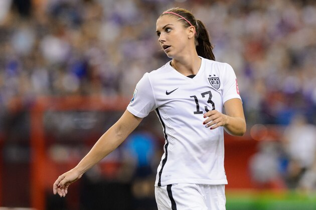 MONTREAL, QC - JUNE 30: Alex Morgan #13 of USA looks on during the 2015 FIFA Women's World Cup semi final match against Germany at Olympic Stadium on June 30, 2015 in Montreal, Quebec, Canada. The United States defeated Germany 2-0 and move to the final round. (Photo by Minas Panagiotakis/Getty Images)