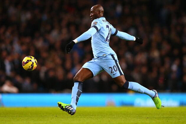 MANCHESTER, ENGLAND - DECEMBER 06:  Eliaquim Mangala of Manchester City during the Barclays Premier League match between Manchester City and Everton at Etihad Stadium on December 6, 2014 in Manchester, England.  (Photo by Alex Livesey/Getty Images)