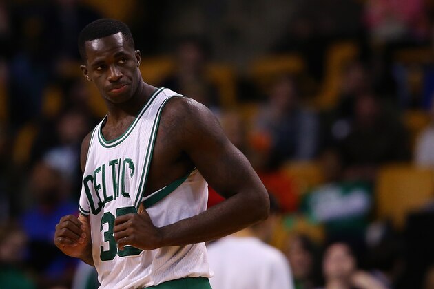 BOSTON, MA - MARCH 22:  Brandon Bass #30 of the Boston Celtics reacts during overtime at TD Garden on March 22, 2015 in Boston, Massachusetts.The Pistons defeat the Celtics 105-97.  NOTE TO USER: User expressly acknowledges and agrees that, by downloading and/or using this photograph, user is consenting to the terms and conditions of the Getty Images License Agreement.  (Photo by Maddie Meyer/Getty Images)