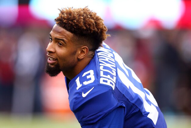 Dec 28, 2014; East Rutherford, NJ, USA; New York Giants wide receiver Odell Beckham (13) warms up before a game against the Philadelphia Eagles at MetLife Stadium. Mandatory Credit: Brad Penner-USA TODAY Sports