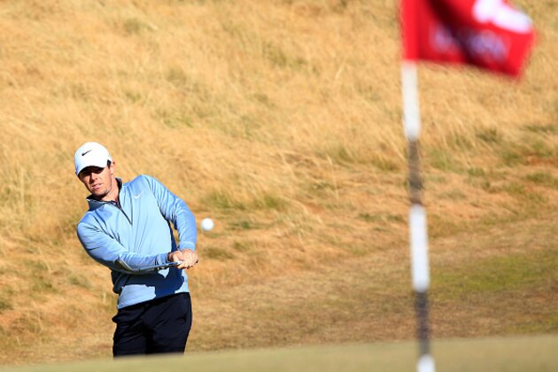 UNIVERSITY PLACE, WA - JUNE 17:  Rory McIlroy of Northern Ireland hits a pitch shot during a practice round prior to the start of the 115th U.S. Open Championship at Chambers Bay on June 17, 2015 in University Place, Washington.  (Photo by David Cannon/Getty Images)