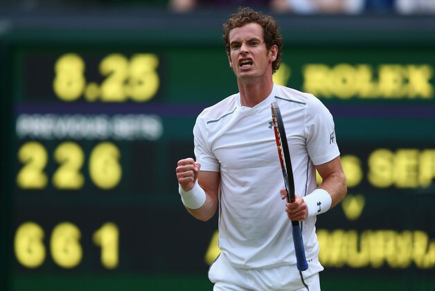 LONDON, ENGLAND - JULY 04:  Andy Murray of Great Britain celebrates after winning match point in his Mens Singles Third Round match against Andreas Seppi during day six of the Wimbledon Lawn Tennis Championships at the All England Lawn Tennis and Croquet Club on July 4, 2015 in London, England.  (Photo by Clive Brunskill/Getty Images)
