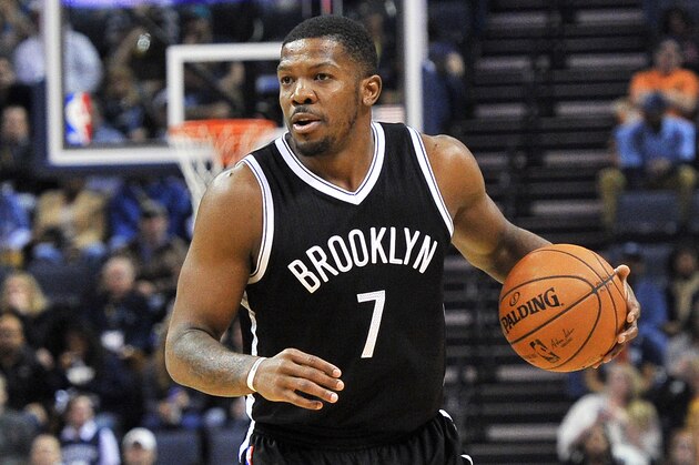 Brooklyn Nets forward Joe Johnson (7) plays in the first half of an NBA basketball game Tuesday, Feb. 10, 2015, in Memphis, Tenn. (AP Photo/Brandon Dill)