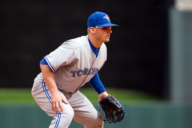 May 31, 2015; Minneapolis, MN, USA; Toronto Blue Jays third baseman Josh Donaldson (20) in the sixth inning against the Minnesota Twins at Target Field. The Minnesota Twins beat the Toronto Blue Jays 6-5. Mandatory Credit: Brad Rempel-USA TODAY Sports