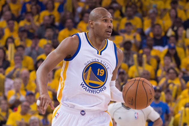 May 5, 2015; Oakland, CA, USA; Golden State Warriors guard Leandro Barbosa (19) dribbles the basketball during the second quarter in game two of the second round of the NBA Playoffs against the Memphis Grizzlies at Oracle Arena. The Grizzlies defeated the Warriors 97-90. Mandatory Credit: Kyle Terada-USA TODAY Sports