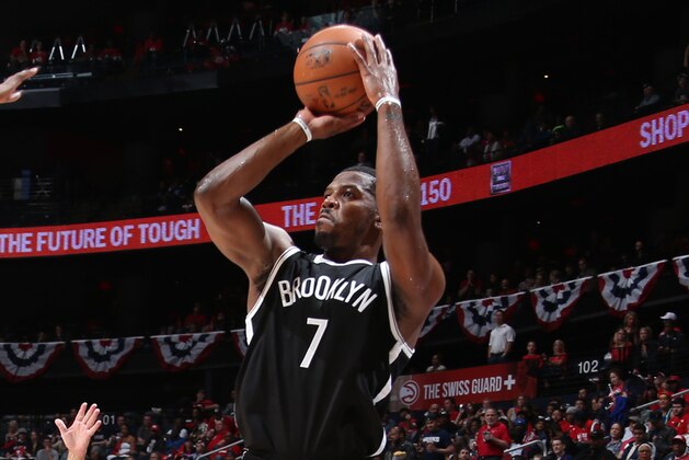 ATLANTA, GA - APRIL 19:  Joe Johnson #7 of the Brooklyn Nets shoots the ball against the Atlanta Hawks in Game One of the Eastern Conference Quarterfinals during the NBA Playoffs on April 19, 2015 at Philips Arena in Atlanta, Georgia.  NOTE TO USER: User expressly acknowledges and agrees that, by downloading and/or using this Photograph, user is consenting to the terms and conditions of the Getty Images License Agreement. Mandatory Copyright Notice: Copyright 2015 NBAE (Photo by Nathaniel S. Butler/NBAE via Getty Images)