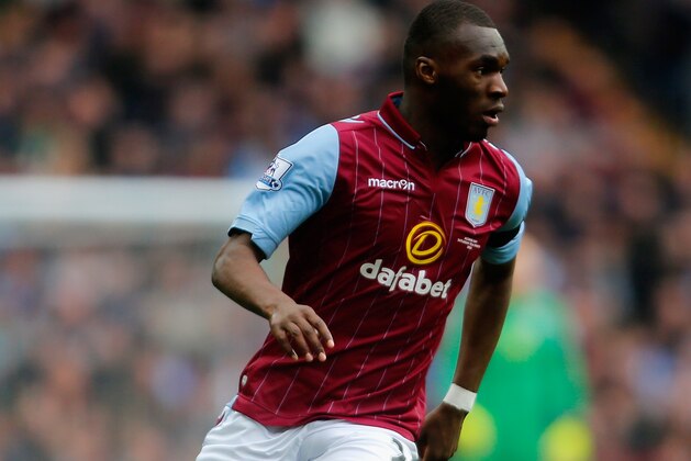 BIRMINGHAM, ENGLAND - MARCH 21:  Christian Benteke of Aston Villa on the ball during the Barclays Premier League match between Aston Villa and Swansea City at Villa Park on March 21, 2015 in Birmingham, England.  (Photo by Paul Thomas/Getty Images)