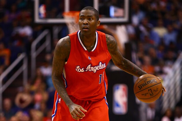 Apr 14, 2015; Phoenix, AZ, USA; Los Angeles Clippers guard Jamal Crawford (11) against the Phoenix Suns at US Airways Center. Mandatory Credit: Mark J. Rebilas-USA TODAY Sports