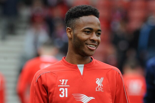 Liverpool's Raheem Sterling during the English Premier League soccer match between Stoke City and Liverpool at the Britannia Stadium, Stoke on Trent, England, Sunday, May 24, 2015. (AP Photo/Rui Vieira)
