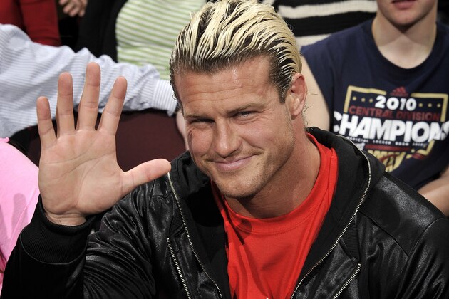 CLEVELAND, OH - MARCH 13:  Dolph Ziggler, professional wrestler for the WWE, takes in the game between the Cleveland Cavaliers and the Toronto Raptors at The Quicken Loans Arena on March 13, 2012 in Cleveland, Ohio. NOTE TO USER: User expressly acknowledges and agrees that, by downloading and/or using this Photograph, user is consenting to the terms and conditions of the Getty Images License Agreement. Mandatory Copyright Notice: Copyright 2012 NBAE (Photo by David Liam Kyle/NBAE via Getty Images)
