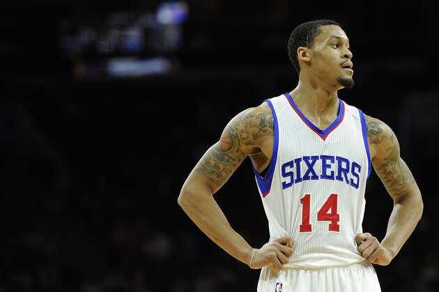 Philadelphia 76ers' KJ McDaniels (14) is seen during an NBA basketball game against the Detroit Pistons on Wednesday, Jan. 28, 2015, in Philadelphia. (AP Photo/Michael Perez) Philadelphia 76ers' KJ McDaniels (14) is seen during an NBA basketball game against the Detroit Pistons on Wednesday, Jan. 28, 2015, in Philadelphia. (AP Photo/Michael Perez)