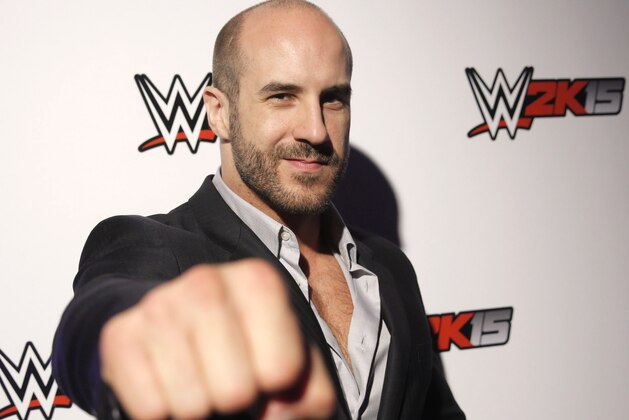 WWE Superstar Cesaro attends the WWE 2K15 SummerSlam Confidential Panel at Club Nokia, on Saturday, August 16, 2014 in Los Angeles. (Photo by Todd Williamson/Invision for 2K/AP Images)