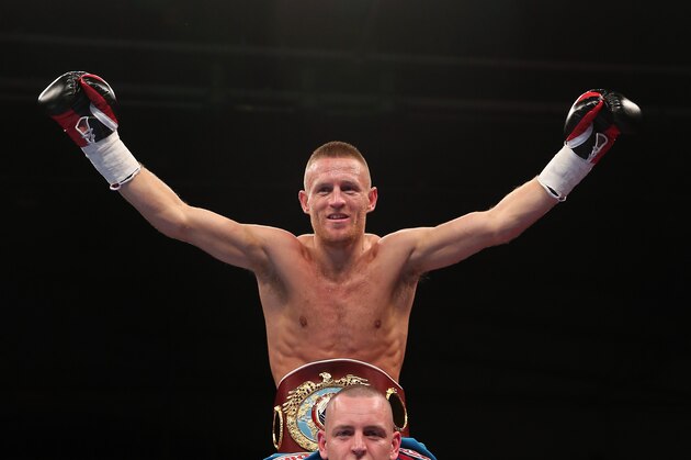 MANCHESTER, ENGLAND - JULY 11: Terry Flanagan celebrates after defeating Jose Zepeda following their WBO Lightweight Championship fight at the Manchester Velodrome on July 11, 2015 in Manchester, England. (Photo by Chris Brunskill/Getty Images)