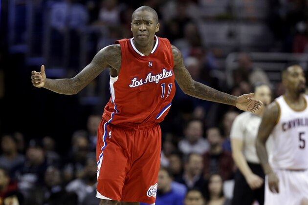 Los Angeles Clippers’ Jamal Crawford reacts during an NBA basketball game against the Cleveland Cavaliers Thursday, Feb. 5, 2015, in Cleveland. (AP Photo/Tony Dejak)