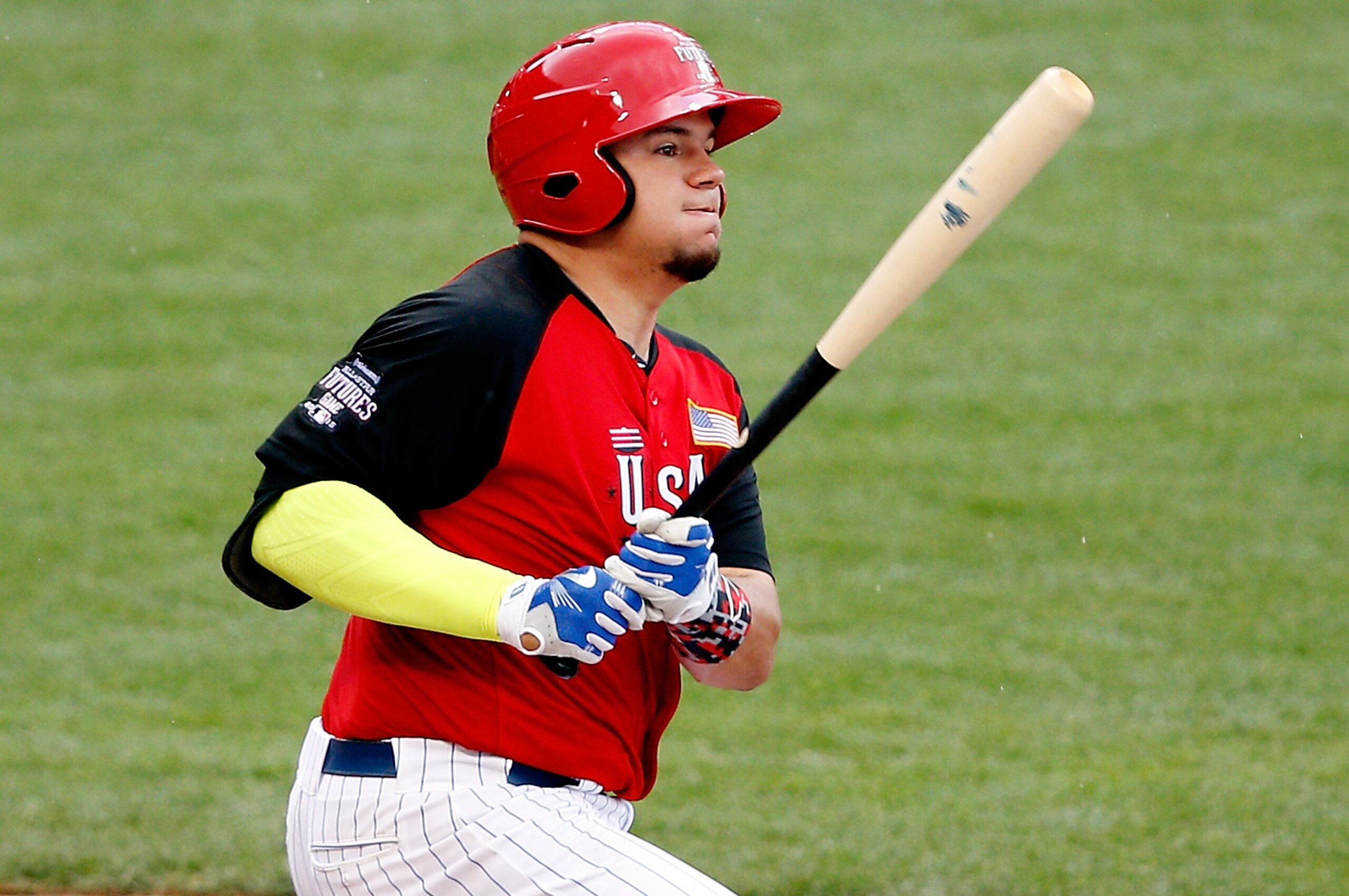 CINCINNATI, OH - JULY 12: Kyle Schwarber #12 of the U.S. Team bats against the World Team during the SiriusXM All-Star Futures Game at the Great American Ball Park on July 12, 2015 in Cincinnati, Ohio. (Photo by Joe Robbins/Getty Images) CINCINNATI, OH - JULY 12: Kyle Schwarber #12 of the U.S. Team bats against the World Team during the SiriusXM All-Star Futures Game at the Great American Ball Park on July 12, 2015 in Cincinnati, Ohio. (Photo by Joe Robbins/Getty Images)