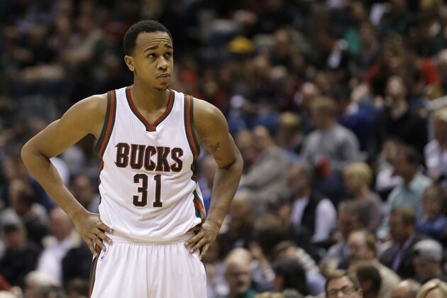Milwaukee Bucks' John Henson looks away during Game 6 of an NBA basketball first-round playoff series against the Chicago Bulls Thursday, April 30, 2015, in Milwaukee.