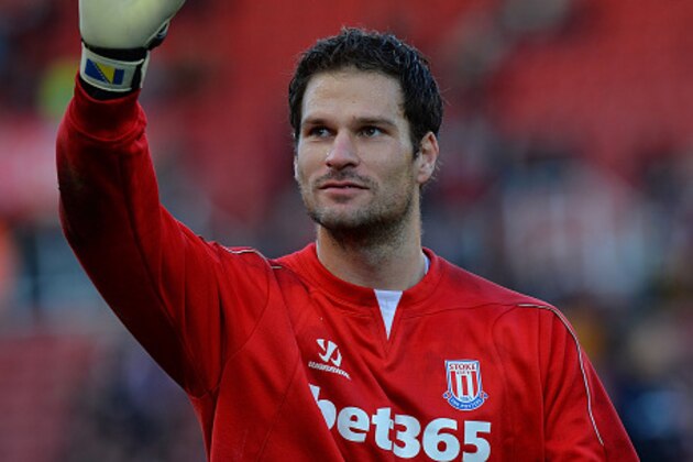 STOKE ON TRENT, ENGLAND - NOVEMBER 22:  Asmir Begovic of Stoke City waves to the fans prior to the Barclays Premier League match between Stoke City and Burnley at the Britannia Stadium on November 22, 2014 in Stoke on Trent, England.  (Photo by Tony Marshall/Getty Images)