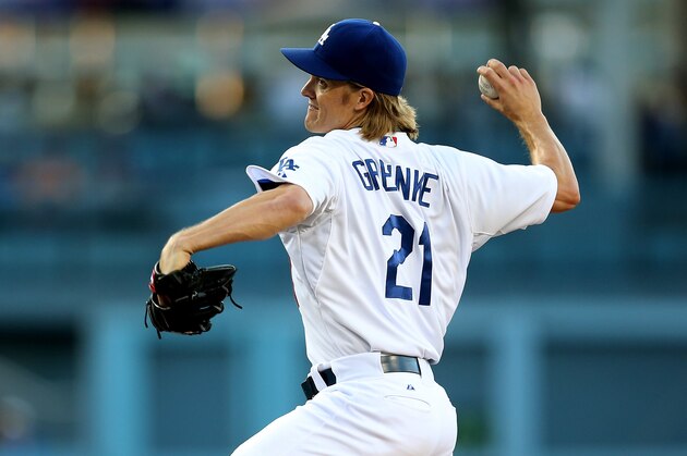 LOS ANGELES, CA - JULY 09:  Zack Greinke #21 of the Los Angeles Dodgers throws a pitch against the Philadelphia Phillies at Dodger Stadium on July 9, 2015 in Los Angeles, California.  (Photo by Stephen Dunn/Getty Images)
