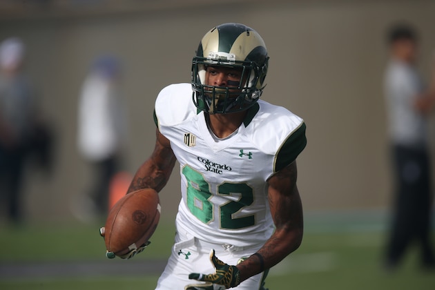 Colorado State wide receiver Rashard Higgins warms up before facing Air Force in the first quarter of an NCAA college football game at Air Force Academy, Colo., on Friday, Nov. 28, 2014. (AP Photo/David Zalubowski) Colorado State wide receiver Rashard Higgins warms up before facing Air Force in the first quarter of an NCAA college football game at Air Force Academy, Colo., on Friday, Nov. 28, 2014. (AP Photo/David Zalubowski)
