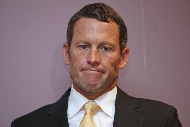 FILE - In this Feb. 28, 2011, file photo, Lance Armstrong is shown during a news conference at the Cedars-Sinai Hospital in Los Angeles. A person with knowledge of the meeting tells The Associated Press that cyclist Lance Armstrong talked last week with the head of the U.S. Anti-Doping Agency in hopes of potentially reducing his lifetime ban. Armstrong and Travis Tygart met for six hours, according to the person who spoke on condition of anonymity because the discussion was meant to remain private. The meeting was first reported by The New York Times.(AP Photo/Damian Dovarganes, File)