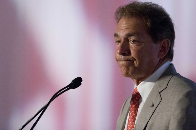Alabama coach Nick Saban speaks to the media at the Southeastern Conference NCAA college football media days, Wednesday, July 15, 2015, in Hoover, Ala. (AP Photo/Brynn Anderson) Alabama coach Nick Saban speaks to the media at the Southeastern Conference NCAA college football media days, Wednesday, July 15, 2015, in Hoover, Ala. (AP Photo/Brynn Anderson)
