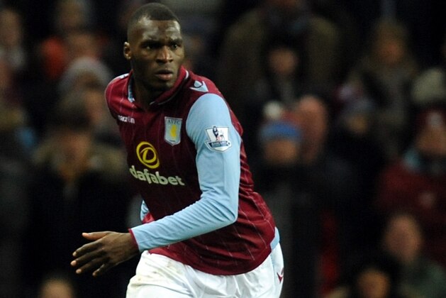 Aston Villa's Christian Benteke during the English Premier League soccer match between Aston Villa and Manchester United at Villa Park, in  Birmingham, England, Saturday, Dec. 20, 2014.  (AP Photo/Rui Vieira)