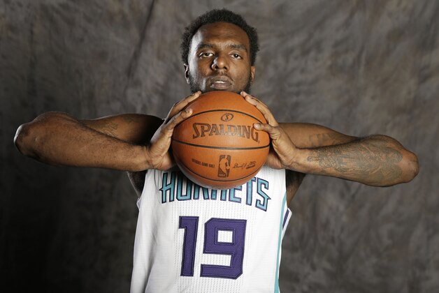 Charlotte Hornets' PJ Hairston poses for a photo during the NBA basketball team's media day in Charlotte, N.C., Monday, Sept. 29, 2014. (AP Photo/Chuck Burton)