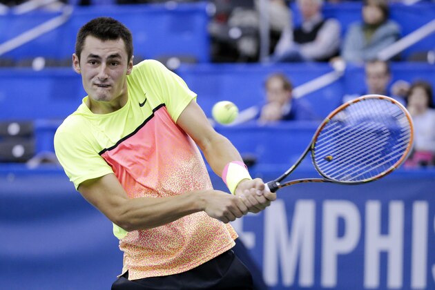 Bernard Tomic, of Australia, returns a shot to Donald Young in a quarterfinal round tennis match at the Memphis Open Friday, Feb. 13, 2015, in Memphis, Tenn. (AP Photo/Mark Humphrey) Bernard Tomic, of Australia, returns a shot to Donald Young in a quarterfinal round tennis match at the Memphis Open Friday, Feb. 13, 2015, in Memphis, Tenn. (AP Photo/Mark Humphrey)