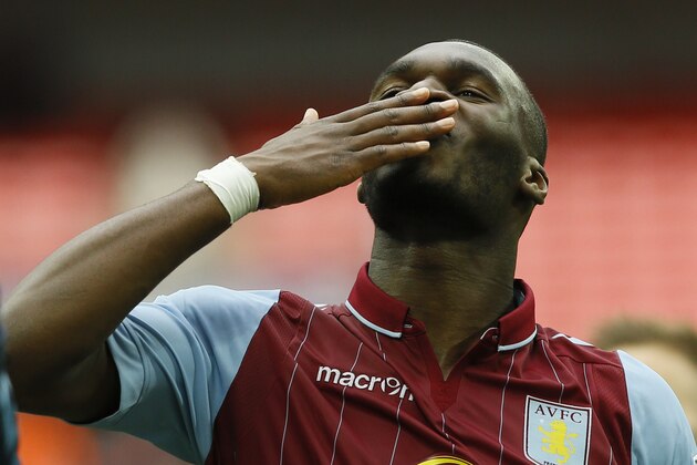Aston Villa’s Christian Benteke celebrates after the end of the English FA Cup semifinal soccer match between Liverpool and Aston Villa at Wembley Stadium in London, Sunday, April 19, 2015. Aston Villa won the game 2-1.(AP Photo/Kirsty Wigglesworth) Aston Villa’s Christian Benteke celebrates after the end of the English FA Cup semifinal soccer match between Liverpool and Aston Villa at Wembley Stadium in London, Sunday, April 19, 2015. Aston Villa won the game 2-1.(AP Photo/Kirsty Wigglesworth)
