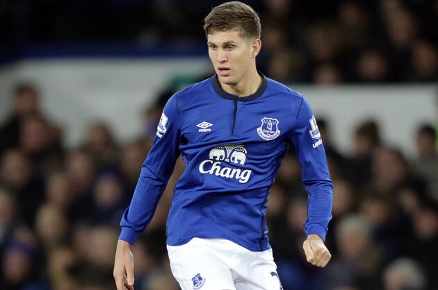 Everton's John Stones during their English Premier League soccer match against Liverpool at Goodison Park in Liverpool, England, Saturday Feb. 7, 2015. (AP Photo/Clint Hughes)